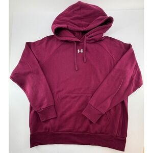 Under Armour Hoodie Womens Large burgundy Pullover Hooded Loose Fit Athletic